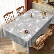 1pc Minimalist Winter Reindeer Tablecloth - Seasonal Atmosphere Decor, Gray Christmas Theme With Pine Branch And Cone Pattern, Simple Winter Elements To Brighten Dining Spaces, Perfect For Festive Gatherings, Parties, Or Camping - Nhiều màu - Xem 1