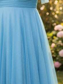 Grife Velasco Plus Size Party Dress, Bridesmaid Dress, Elegant, Side Slit, Sparkly - 淺藍色 - 查看 6