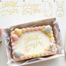 1 pezzo/3 pezzi/6 pezzi Decorazioni per torta in acrilico a forma di coniglio di Pasqua, decorazioni per torte per feste di Pasqua - Multicolore - Visualizzare 2