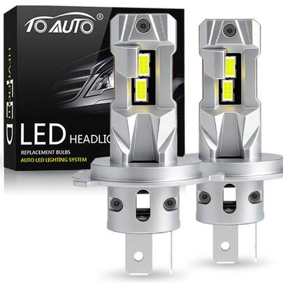 TOAUTO 2PCS H7 H4 H11 LED Lights For Car Headlight Bulb 100W 40000LM Mini Wireless Auto Lamp +1000% Bright Spotlights Automobile Headlamp 12V 24V