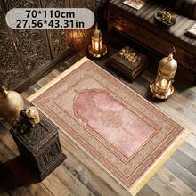 1pc Luxury Prayer Mat With Knee Pad, Foldable Anti-Slip Carpet Design With Tassels, Suitable For Home Or Large Gatherings - Star - View 2