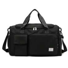 1 Stück Multifunktionale Tasche mit Mehreren Taschen, Einfarbig, mit Verstellbarem Schultergurt und Reißverschluss Hinten, Für Damen Gepäcktasche, passend für Urlaub, Reisen, Sport, rosa Tasche für Schule, Schul-Zubehör, Schulsachen - Schwarz - Übersicht 1