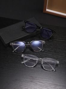 3 PCS Men's Polycarbonate Black Square Frame Computer Glasses Round,Oval For Office Work Daily With Glasses Box - Multicolor - View 7