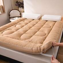 1 件式超柔软超细纤维床垫垫层，带 4 个角弹性绑带和柔软羽绒替代填充物 - 非常适合卧室、地板、客房、宿舍、酒店、日常使用、节日和婚礼！ - 駝色 - 查看 6