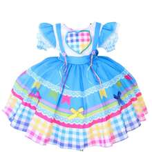 Luxury Dress For June Festival, July Festival, Square Dance, Saint John's Day With Tiara - Màu xanh lam - Xem 2