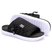 Asuna 3.0 Casual Polyester Lace-Up Outdoor Slippers - Black With White Sole - View 3