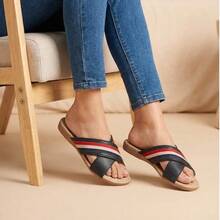 Sandalias Para Dama Tacón Bajo Tira Deportiva Estilo DAYA131 Material Sintético y Tipo Gamuza Casual Fiesta Playa - Negro Sintético - Ver 2