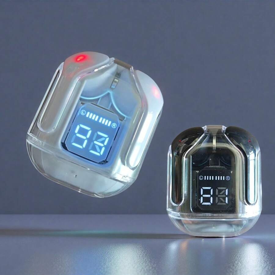 无线蓝牙5.3耳机 Type-C 透明高保真耳机 LED电量数字显示立体声耳机 - 均碼 - 查看 1