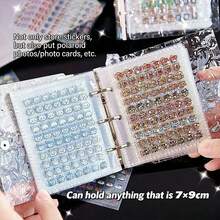 1 pieza Libro de almacenamiento de fotos con encuadernación transparente ondulada, carpeta de archivo transparente de acrílico, material duradero, cubierta de carpeta de hojas sueltas, se puede usar como cuaderno, planificador, portador de tarjetas, libro de pegatinas, álbum de fotos, artículos de papelería que se pueden regalar a las niñas - transparente - Ver 6