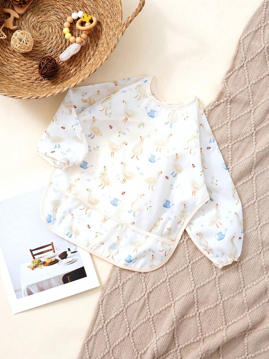 1PC Waterproof Bib,Feeding Bibs Apron For Infant Toddler,Large Pocket Eating Smock 6-36 Months - Multicolor - View 1