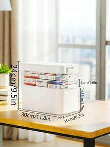 1/2/3/4/5layers Medicine Storage Box Organizer Portable First Aid Kit Box Empty With Handle, Multipurpose Medical Supply Organizer With Removable Tray, White - White - View 7