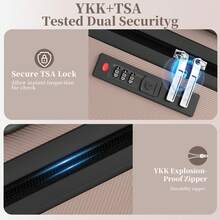 YSTYLE 這款五件式行李箱有多種顏色可選，採用ABS材質，配備密碼鎖和靜音多向輪。適合商務旅行、隨身行李和學習旅行。 - 香檳色 - 查看 6