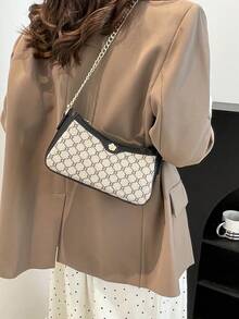 新款韩版小众设计时尚高品质休闲简约百搭单肩斜挎包 - 黑色 - 查看 5