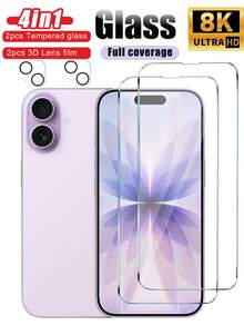 四合一套装：2片高清屏幕保护膜 + 2片3D镜头保护膜，适用于 17 Pro Max/17 Pro/17/AIR/16 Pro Max/16 Pro/16E/15/15Pro/14/13/12/11等机型，9H钢化玻璃 + 全屏覆盖，适合旅行和通勤，超清晰，易于安装。 - 無色 - 查看 38