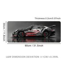 Mousepad extra grande com estampa de carro de corrida, tapete para mesa gamer, tapete grande para teclado, lavável, base de borracha antiderrapante, borda costurada, mousepad para presente, protetor de mesa, tapete para mesa de estudo, vários tamanhos disponíveis, tapete para teclado de computador, tapete para laptop - carro esportivo - Ver 17