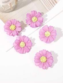 5pcs Realistic Flower Hair Clips, Suitable For Daily Hairstyle Decoration - Mauve Purple - View 2