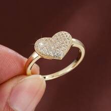 1枚精美心形设计立方氧化锆女士戒指，情人节礼物 - 彩色 - 查看 6