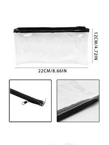 1个/5个/10个装透明铅笔盒化妆包，适用于学校和办公室用品，采用透明材质，方便查看。 - 透明筆袋 - 查看 5