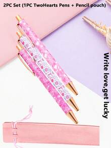 6pcs/Set Elegant Women's Ballpoint Pens, Cute Shiny Ballpoint Pens, Exquisite Gift Pens, Diary Pens, Suitable For Office, School, Valentine's Day, Thanksgiving, Graduation Ceremony, Metal Pen Tip, Round Pen Body, Fashionable Shiny Design - Multicolor - View 19