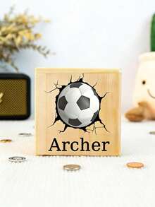 1 pieza Hucha personalizada, Regalo para niños con nombre personalizado, Hucha con tema de fútbol personalizada, Decoración personalizada con nombre, Caja de almacenamiento de monedas, Opción perfecta para regalo de cumpleaños o ducha, Tapa abatible cerrada, Regalo de decoración del hogar multifuncional, Adecuado para jóvenes, habitación, oficina o ideas de regalo, Decoración de habitación, Caja de ahorros Beejar, Caja sorpresa de cumpleaños, Caja recuerdo de bautizo, Caja Butler, Moneybox - Multicolor - Ver 5