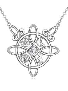 925 Sterling Silver Minimalist Witch Knot Pendant Necklace, Suitable For Daily Wear, Gift For Girlfriend, Wife, Mother On Birthday, Anniversary - trắng - Xem 7