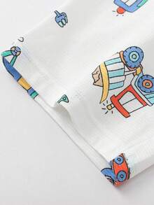 Balabala Baby Pajama Set, Short Sleeve Cotton Loungewear, Lightweight Summer Homewear - White Tone - View 6