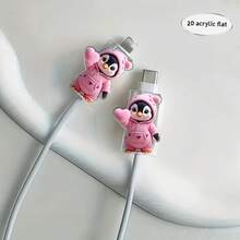 Funda protectora de acrílico 2D con diseño de pingüino compatible con el adaptador de cargador Apple de 18-20W - transparente - Ver 2