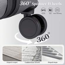 YSTYLE 4-Piece Hardside Luggage Set (12/20/24/28 Inches), With Scratch-Resistant And Impact-Resistant ABS Shells, Spacious Design And Four 360-Degree Spinner Wheels - Dark Grey - View 4