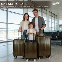 YSTYLE Maleta trolley rígida ultraligera y espaciosa, cerradura de combinación lateral con TSA, 4 ruedas para fácil transporte - Marrón - Ver 2