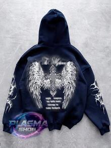 Comfortable Basic Sweatshirt For Everyday Wear Wings Cross Religion Art Streetwear Urban Culture Street Fashion Street Graffiti Tagging Skater Skateboarding Unisex Men's Women's Sweatshirt 50% Cotton 50% Polyester Top Premium Streetwear New Release Immediate Shipping Various Colors!! - 藏蓝色 - 查看 1