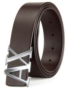 High Quality Men's AX Letter Alloy Smooth Buckle Belt, Business Casual Versatile Jeans Belt, Ideal Holiday Gift For Family And Friends - Multicolor - View 21