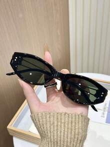 1 pieza Gafas de estilo retro a la moda y versátiles, adecuadas para fotografía callejera con marcos de PC ligeros en unicolor, para todas las estaciones - Multicolor - Ver 10
