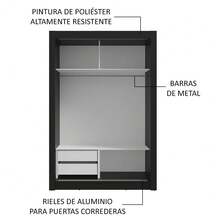 Ropero Closet Madesa Vivare 2 Puertas 2 Espejos Color Negro - Negro - Ver 6