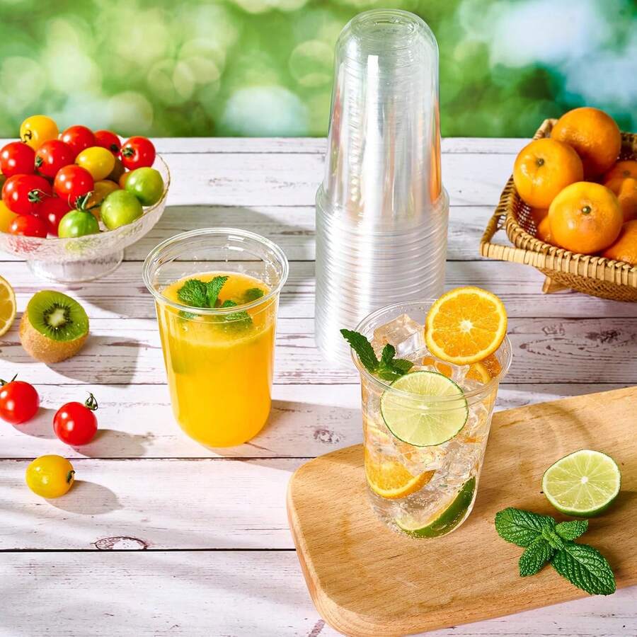 With This 100-Pack Of 16oz Compostable Clear Plastic Cold Cups. These , Plant-Based Cups Are Perfect For Serving Juice And Wine At Parties, Weddings, Or For Everyday Use. - 16oz-clear - View 1