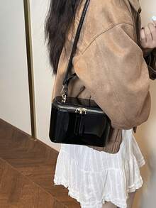 2026 Retro Niche Handheld Box Bag, European And American Fashion Commuter Shoulder Crossbody Square Bag - Black - View 2
