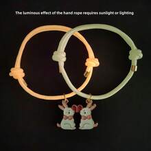 2Pcs/Set Rabbit Heart-Shaped Stitching Luminous Rope Best Friend Bracelet For Women Fashion Friendship Gifts - Rabbit Bracelet - View 6