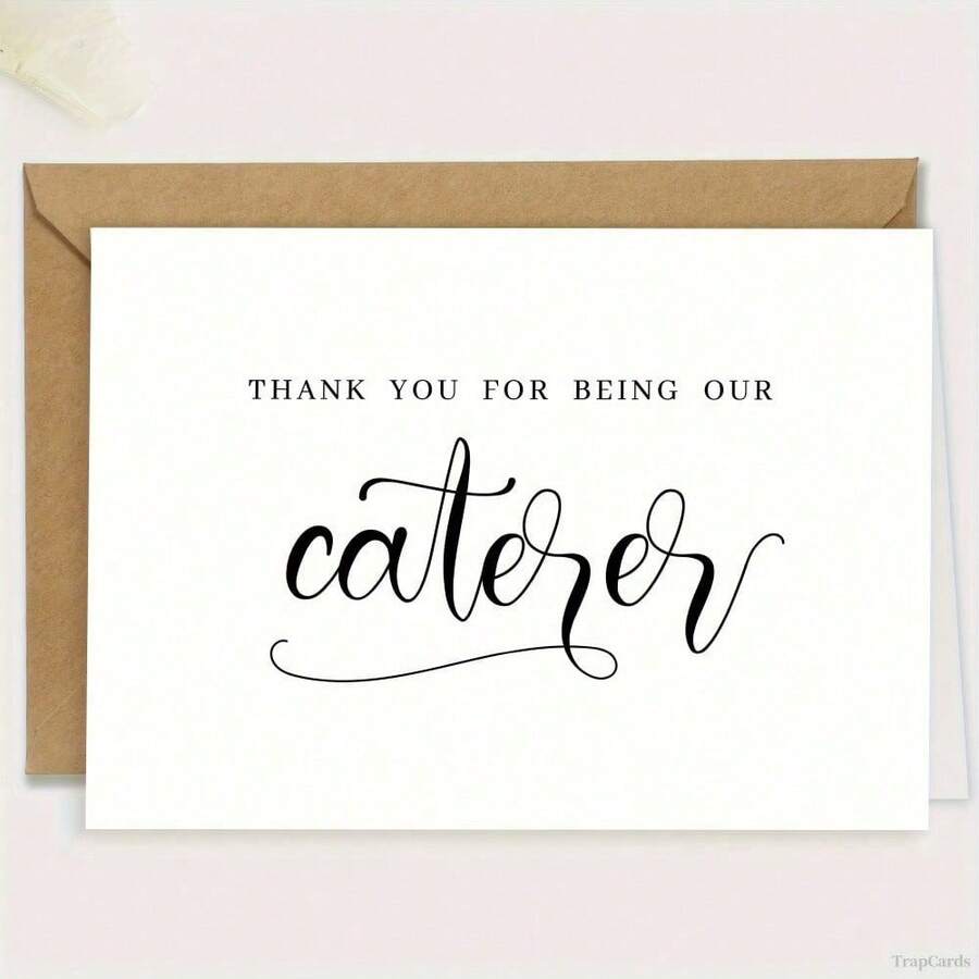 1 Pc Custom Wedding Thank You Card For Caterers Elegant Cursive Design Thank You For Being Our Caterer Message White Black Text Perfect For Caterers Family Friends Colleagues Classmates Ideal For All Seasons And Events Like Wedding Birthday Christmas Use As Greeting Card Gift Card Thank You Card Wedding Card Birthday Card Invitation Card With Envelope Included - Multicolor - View 1