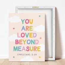 Tranh treo tường bằng vải canvas "Bạn được yêu thương vô cùng" với câu Kinh Thánh dành cho trẻ em, thích hợp trang trí phòng trẻ em, phòng ngủ trẻ sơ sinh, phòng chơi, phòng ngủ bé trai, phòng ngủ bé gái - Có khung. - Nhiều màu - Xem 4