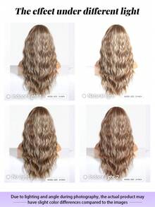 24 Inch Golden Bangs Long Curly Rose Net Wig, Soft Synthetic Hair, Fashion Essential, Comfortable & Natural-Looking, Suitable For Beginners, Suitable For Daily, Party, Cosplay, Music Festival And Other Occasions - Blonde Highlight - View 8