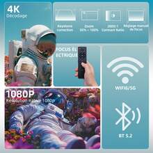 Projector With Bluetooth & WiFi - Mini Smart Movie Projector | A5Pro 4K Portable Home Theater, 800LM Brightness | Auto Keystone & Focus For TV Stick, Laptop, Smartphone Via USB & Video Ports | Android Built-In For Outdoor, Bedroom, Camping, Travel | Ultimate Proyector 4K Gift (HD 1080P Compatible) - 查看 2