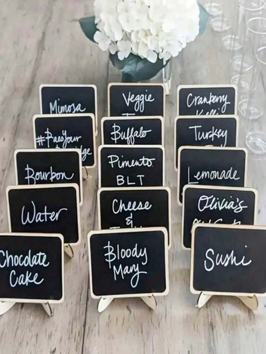 20 Pieces Mini Decorative Chalkboard, Home Decor Signs, Mini Wooden Message Board Display, Suitable For Wedding, Pastry Display, Hotel, Banquet, Dessert, Table Cards, Mother's Day Graduation - Multicolor - View 1