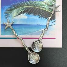 【海洋之星】金银星形勺子套装 - 6件套，完美适用于海边婚礼和派对甜点 - 优雅的咖啡茶匙 - 彩色 - 查看 9