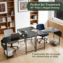 L Shaped Desk, 50 Inch Reversible Computer Desk Corner Gaming Table With CPU Stand & Storage Bag, Sturdy Metal Frame PC Workstation For Home Office - Black - View 5