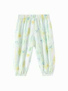 Balabala 儿童休闲裤，男女童款，全印花，松紧裤脚灯笼裤，2026夏季款 - 藍綠色調 - 查看 2