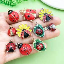 20pcs Enamel Ladybug Charms Red Flying Animal Ladybird Insect Animal Charms For Jewelry Bracelets Necklaces Earrings Keychain Making DIY Craft Gift - Red - View 3