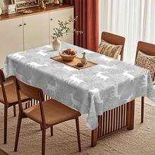 1pc Minimalist Winter Reindeer Tablecloth - Seasonal Atmosphere Decor, Gray Christmas Theme With Pine Branch And Cone Pattern, Simple Winter Elements To Brighten Dining Spaces, Perfect For Festive Gatherings, Parties, Or Camping - Nhiều màu - Xem 4