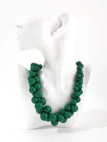 PHCOO 1 chiếc vòng cổ nhựa đính hạt tròn tối giản kiểu cổ điển, phụ kiện không thể thiếu cho váy mùa hè. - màu xanh lá - Xem 6