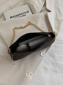 2024 Spring/Summer New Minimalist Versatile PU Underarm Bag, Fashion Chain Shoulder Bag, High-Quality Hand Carry Bag - Coffee - View 9