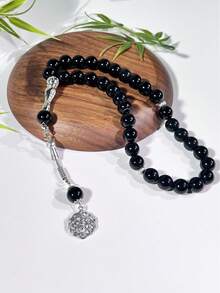 33pcs 12mm Black Glass Beaded Single Strand Arabic Style Daily Wear Bracelet TASBIH - Multicolor - View 1