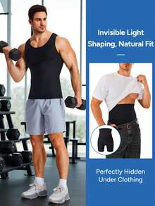 TAILONG Mens Shapewear Tummy Control Underwear Compression Shorts Slimming Body Shaper Leg Boxer Briefs - Black - View 6